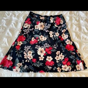 Ann Taylor A Line Navy Skirt with Flowers Size 14